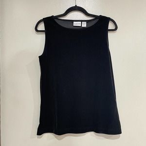 Chicos 1x Blouse Velour Blouse Sleeveless Solid Black Soft Women Nwt